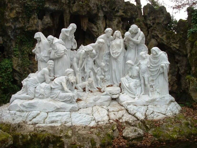 Restauration de la statuaire en marbre « Les Mystères de la Vie » (Domaine Chavat, Podensac) en 2020 grâce au prix de la French Heritage Society